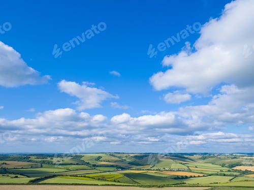 Preview: Aerial View Of Green English Farm Fields In Dorset