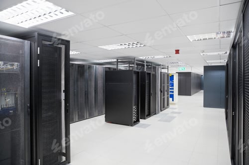 Preview: Server Racks In The Empty Secure Data Centre