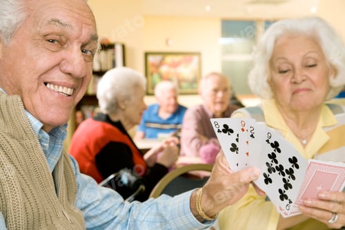 Preview: Two Residents In A Retirement Home Playing Cards