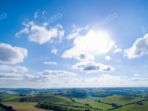 Preview: Aerial View Of Green English Farm Fields In Dorset