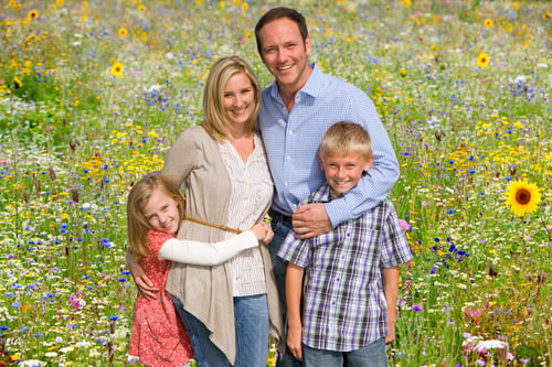 Preview: Portrait Of Family On Walk Through Field Of Summer Flowers