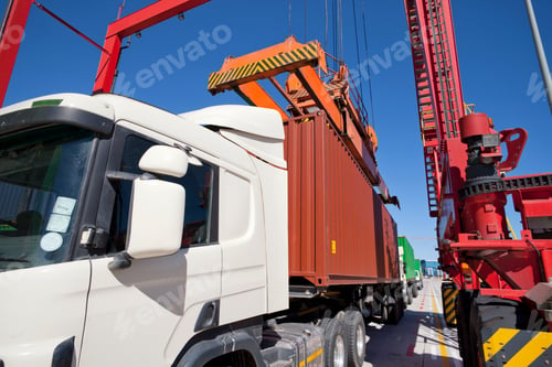 Preview: Close Up Of A Cargo Container Loaded On A Lorry