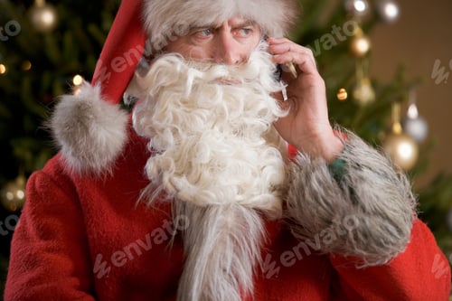 Preview: Father Christmas/Santa Claus Talking On A Mobile Phone
