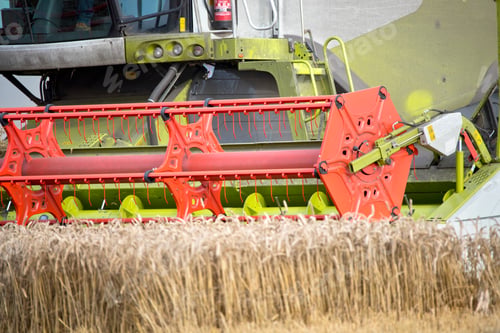 Preview: Close Up Of Combine Harvester Harvesting Wheat Crop