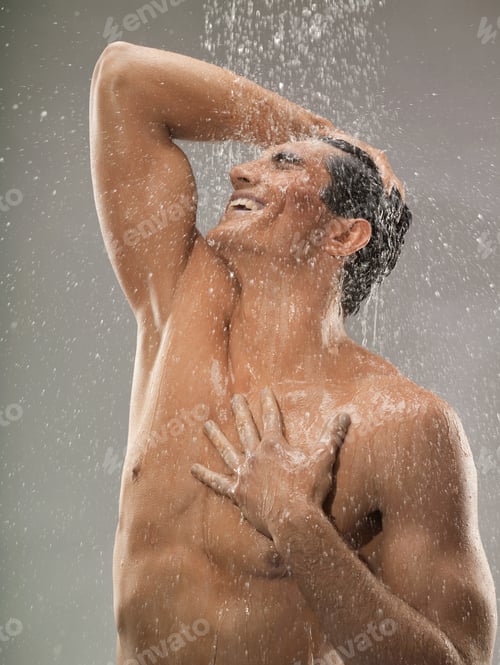 Preview: Young Man Showering, Studio Shot