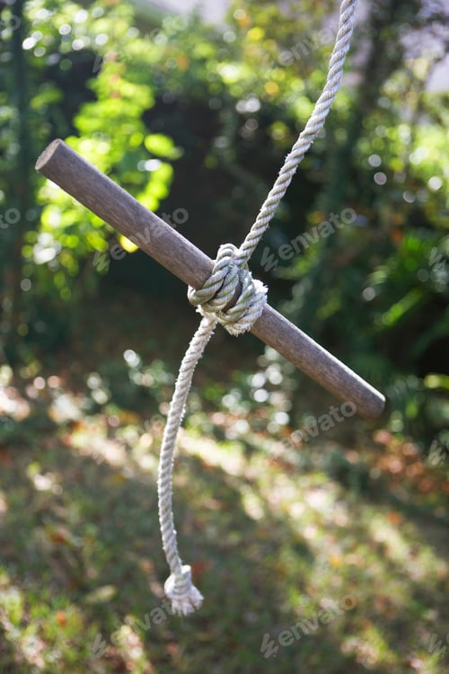 Preview: A Close-Up Shot Of Rope Swing In The Garden.