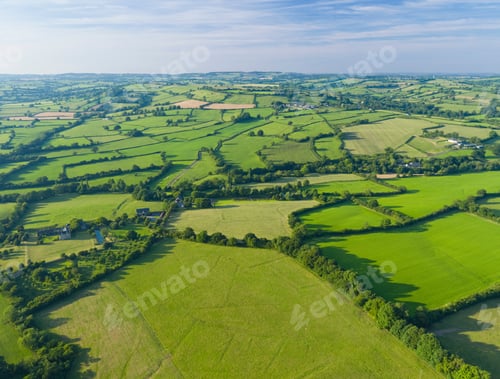Preview: Aerial View Of Green English Farm Fields In Dorset