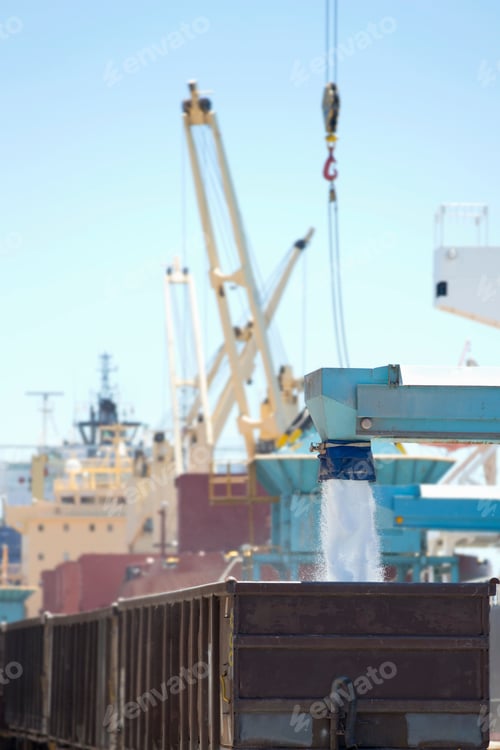 Preview: Plastic Pellets Being Filled In A Container At A Shipping Dockyard