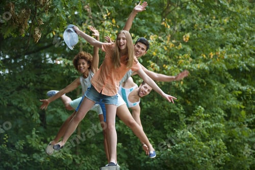 Preview: Couples Balancing On Beam In Park Playground Together