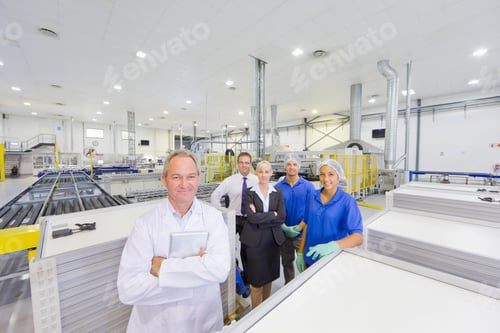 Preview: Wide Shot Of Factory Owners And Employees Standing Together On The Floor Of A Solar Panel Factory