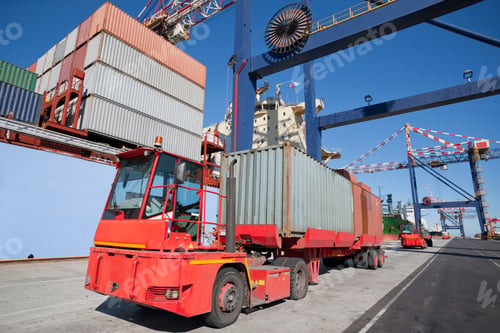 Preview: Lorry Carrying Cargo Container To Its Destination From A Dockyard