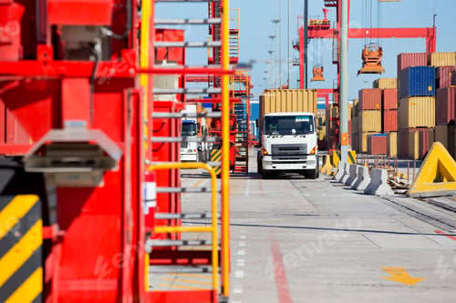 Preview: Trucks Transporting Cargos From A Dockyard