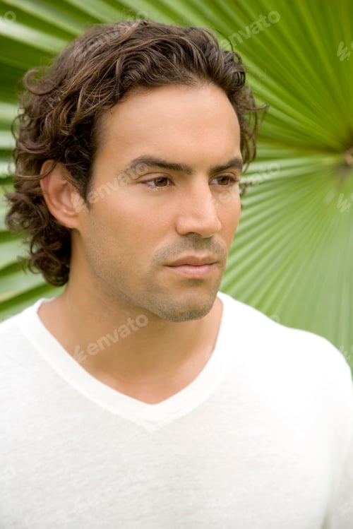Preview: Portrait Of An Adult Man In A Tropical Garden.