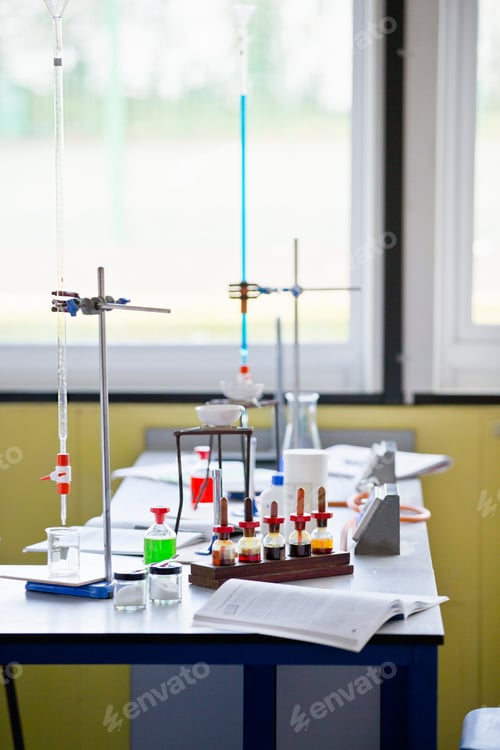 Preview: Chemistry Equipment On Table In Science Laboratory Classroom