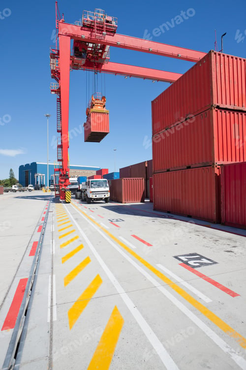 Preview: Crane Placing Cargo Onto A Lorry At A Dockyard