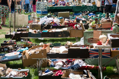 Preview: Close Up Of Stalls At Outdoor Secondhand Flea Market