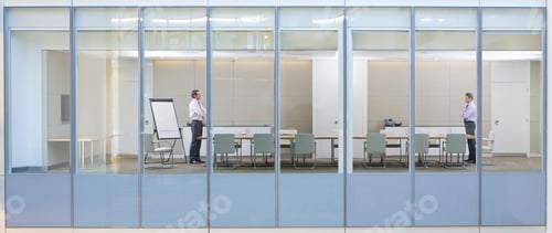 Preview: View Through Window, Of Business Men In Meeting Room