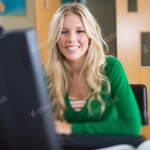 Preview: A Teenage Girl Using A Computer