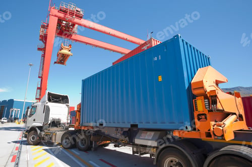 Preview: Loaded Truck Carrying Cargo To The Destination From A Dockyard