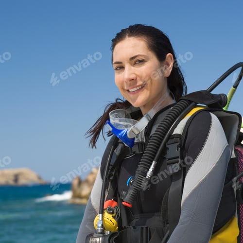 Preview: A Female Scuba Diver Sitting On A Boat