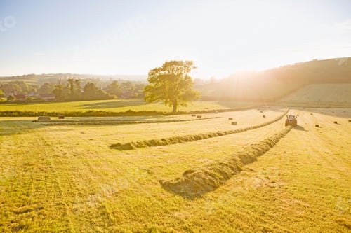 Preview: Tractor Baling Hay In The Field