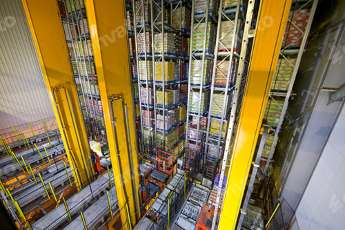Preview: Foodstuff Merchandise Stored In Warehouse With An Automated Storage And Retrieval Systems