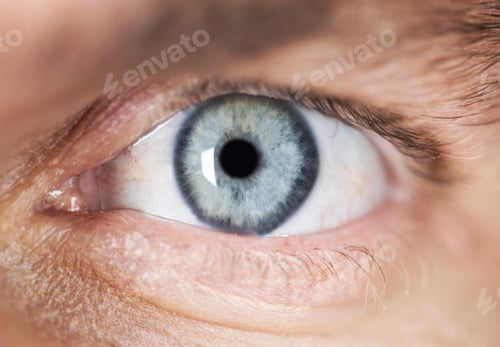 Preview: Close-Up Of A Bright Blue Eye On The Face Of A Male
