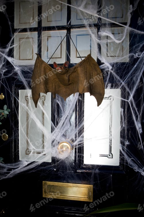 Preview: Still Life Of A Front Door Decorated For Halloween
