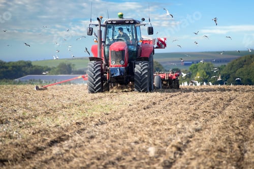 Preview: Tractor Pulling Drill Sowing Wheat Seed In Field