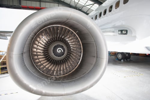 Preview: Close-Up Shot Of The Engine Of A Passenger Jet At A Hangar.