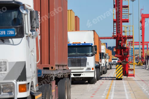 Preview: Trucks Transporting Cargos From A Dockyard