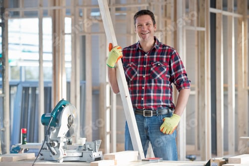 Preview: Portrait Of Carpenter On Indoor Building Construction Site