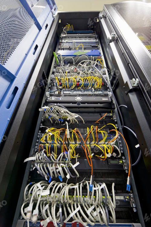 Preview: Vertical Low Angle Shot Of The Server Cabinet In The Data Center