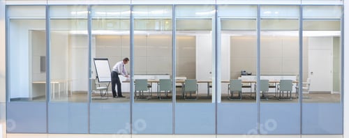 Preview: View Through Window, Of Business Man In Meeting Room