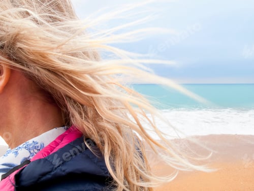 Preview: Close-Up Shot Of A Woman'S Hair Blowing With The Breeze At A Beach.