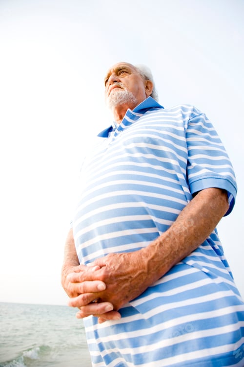 Preview: Portrait Of A Senior Man Standing On A Beach Looking Thoughtful