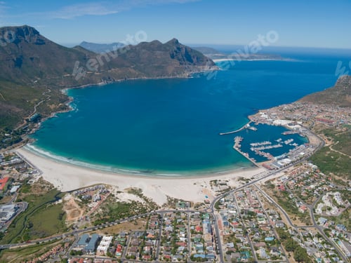 Preview: Wide Shot Of The Aerial View Of The Coast Of Hout Bay In Cape Town, South Africa.