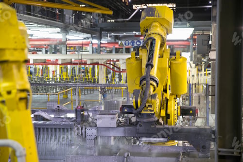 Preview: Robotic Production Line In Engine Manufacturing Factory