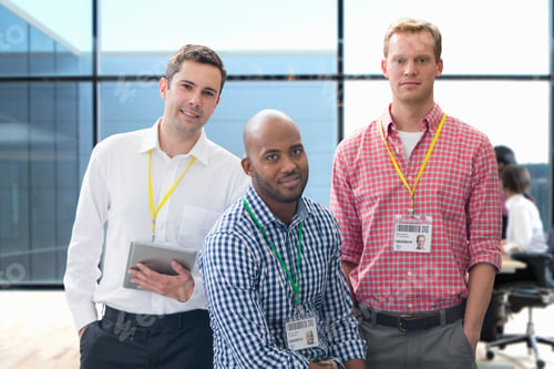 Preview: Portrait Of Three Casually Dressed Businessmen In Office