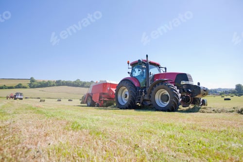 Preview: Tractor Baling Hay In The Field