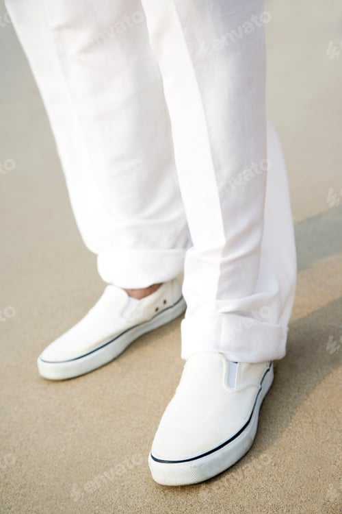 Preview: Close Up Of A Man'S Legs And Feet On A Beach