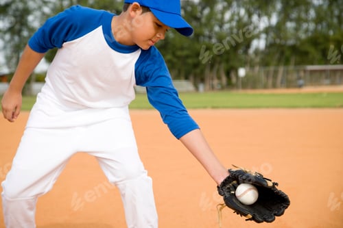 Preview: Boy Catching Baseball In Glove
