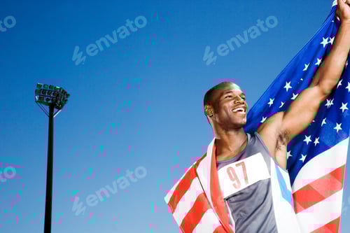 Preview: Portrait Of A Male Athlete With Us Flag