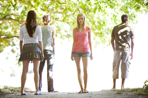 Preview: Four Friends Standing On A Path Beneath A Tree
