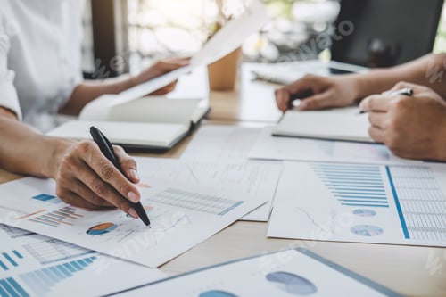 Preview: Business Team Colleagues Discussing Working Analysis With Financial Data And Marketing Growth