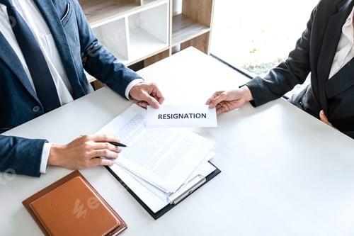 Preview: Image Of Business Woman Hand Sending A Resignation Letter To Executive Boss, Change Of Job
