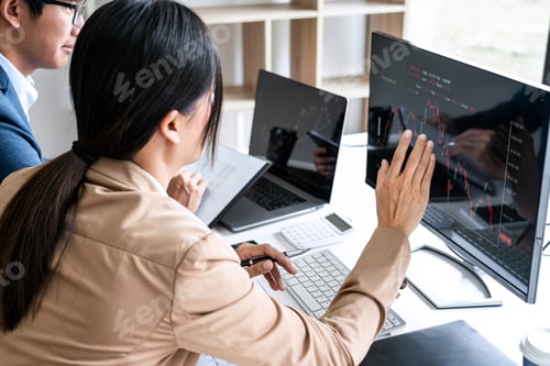 Preview: Business Team Investment Working With Computer, Planning And Analyzing Graph Stock Market Trading