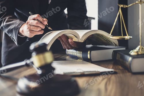 Preview: Judge Gavel With Justice Lawyers, Lawyer Or Judge Counselor Working With Agreement Contract In