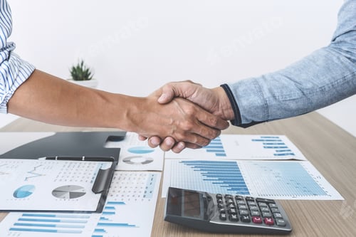 Preview: Business Shaking Hands After Discussing Good Deal Of Trading To Sign Agreement And Become A