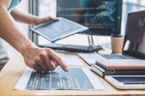 Preview: Young Professional Programmer Working At Developing Programming And Website Working In A Software